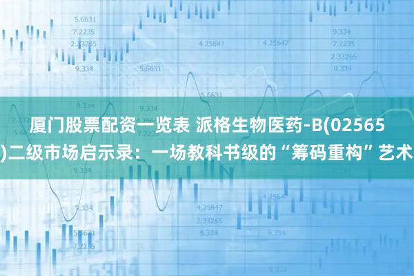 厦门股票配资一览表 派格生物医药-B(02565)二级市场启示录：一场教科书级的“筹码重构”艺术